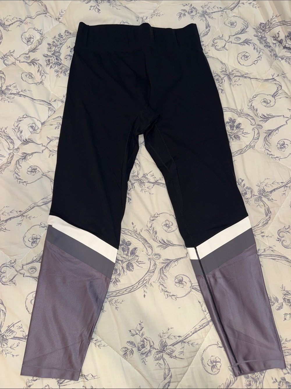 ALL ACCESS Black Leggings with Gray, White and Lavender Colorblock Panels